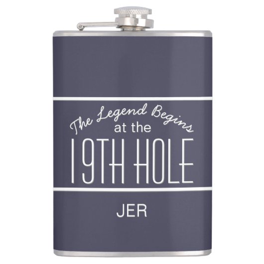 Neunzehnte Loch Golfers Mit Monogramm Initialen Dr Flachmann (Vorderseite)