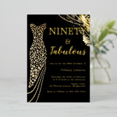 Neunzig & fabelhaft Elegant Gold Dress 90. Geburts Folieneinladung (Stehend vorne)