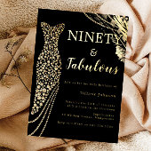 Neunzig & fabelhaft Elegant Gold Dress 90. Geburts Folieneinladung