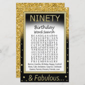 Neunzig Geburtstag Word Search Game (Vorne/Hinten)