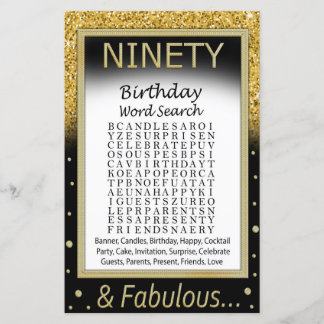Neunzig Geburtstag Word Search Game