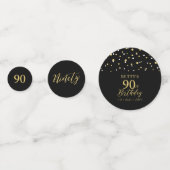 Neunzig Gold & Black Confetti 90. Geburtstagsparty Konfetti (Vorderseiten)