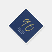 neunzig | Gold & Navy Blue Lettering 90. Geburtsta Serviette (Ecke)