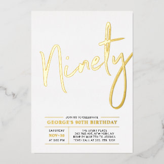 neunzig | Modern Gold 90. Geburtstagsparty Folieneinladung