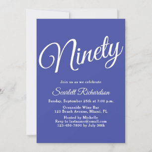 Neunzig Moderne Script Lavender 90. Geburtstagspar Einladung