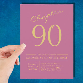 Neunzig Pink Gold 90. Geburtstagsparty Einladung