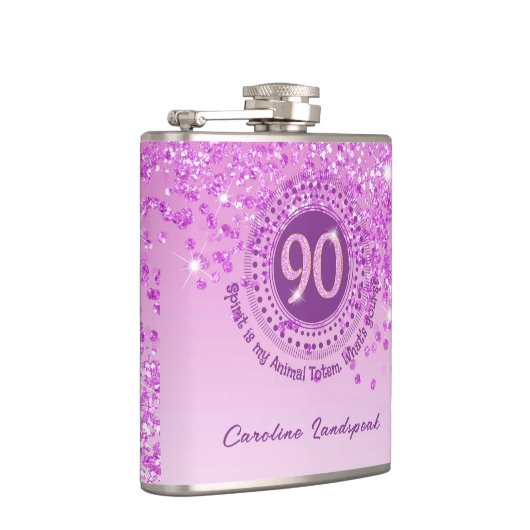 Neunzig & rosa Glitzer und Trinkangebot Flachmann (Rechts)