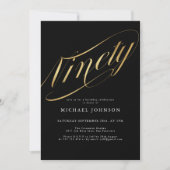 Neunzig Schwarz und Gold 90. Geburtstag Einladung (Vorderseite)