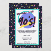 Neunziger Navy + CMYK Retro Geometrisches Teppichm Einladung (Vorne/Hinten)