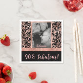 Neunzigste und fabelhafte Rose Gold Damask 90. Geb Serviette (Beispiel)