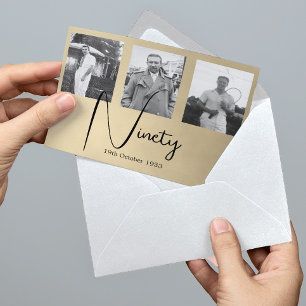 Neunzigster 90. männlicher Geburtstag Foto-Einladu Postkarte