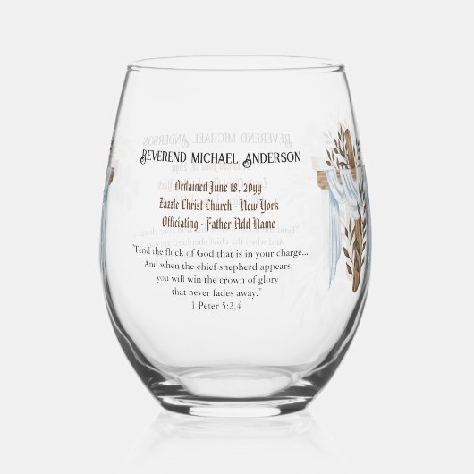 Neuordinierter PriesterPastor Deacon Minister Weinglas Ohne Stiel (Rückseite)