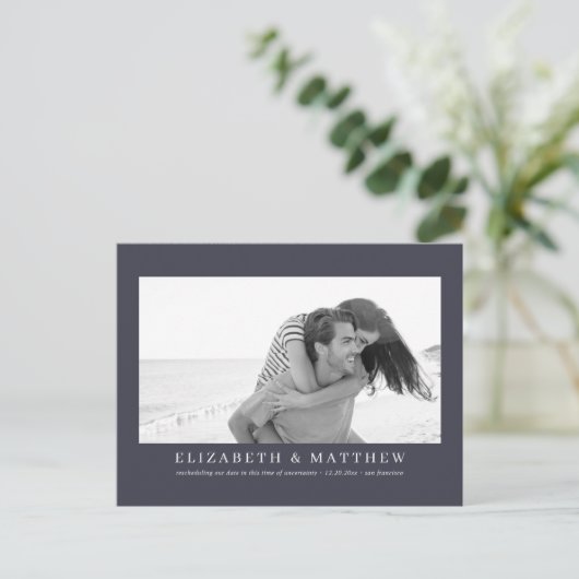 Neuplante Hochzeitserklärung Modernes Foto Postkarte (Stehend Vorderseite)