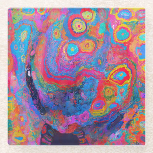 "Neuraler Feuersturm" Glasuntersetzer (Vorderseite)