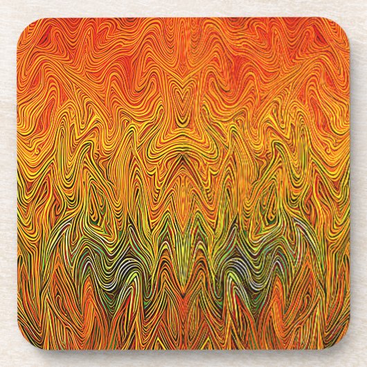 "Neuraler Firestorm" Abstrakt Gelborange Getränkeuntersetzer (Vorderseite)