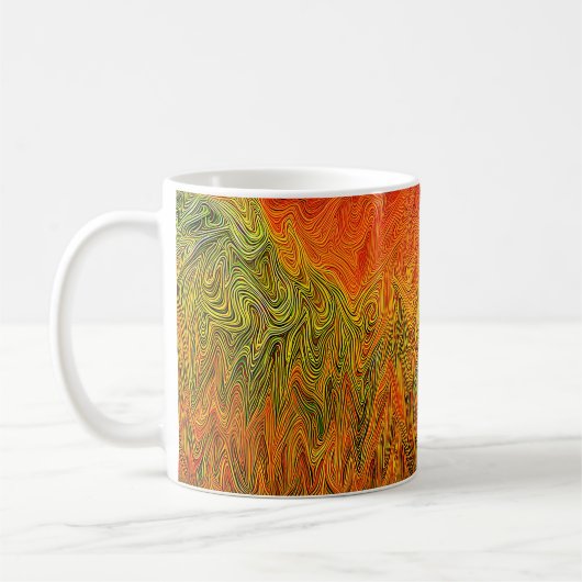"Neuraler Firestorm" Abstrakt Gelborange Kaffeetasse (Links)