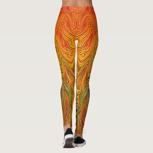 "Neuraler Firestorm" Abstrakt Gelborange Leggings (Rückseite)