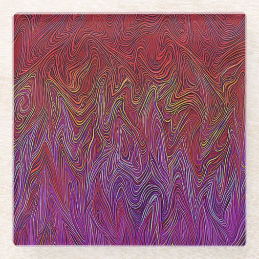 "Neuraler Firestorm" Abstrakt" Lila rot Glasuntersetzer (Vorderseite)
