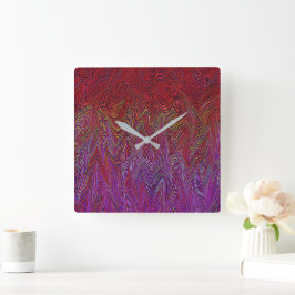 "Neuraler Firestorm" Abstrakt" Lila rot Quadratische Wanduhr