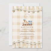 Neuralfarben-Train Kinderdusche Einladung (Vorderseite)