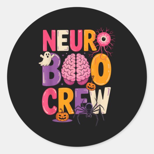 Neuro Boo Crew Halloween Anatomical Brain Anatomy Runder Aufkleber (Vorderseite)