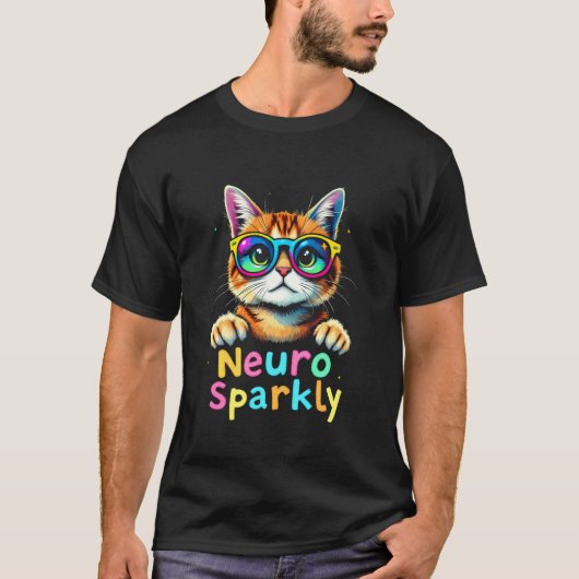 Neuro Funkelnde Lebendige Katze T-Shirt (Vorderseite)