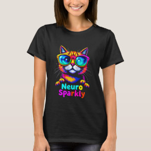 Neuro Funkvolle Bunte Katze T-Shirt