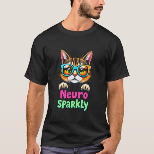 Neuro Funky Bunte Katze 1 T-Shirt (Vorderseite)