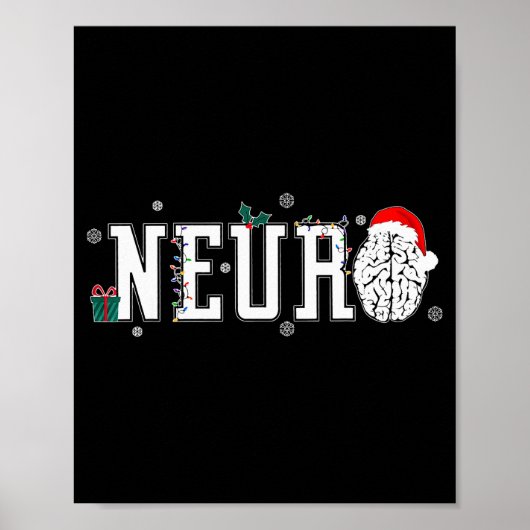 Neuro Nurse Brain Santa Hat Neuroscience Nursing C Poster (Vorne)