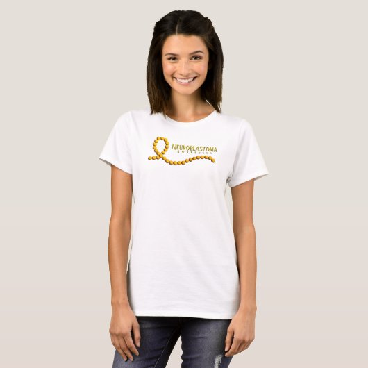 Neuroblastom Gold Beaded Awareness Ribbon T-Shirt (Vorne ganz)