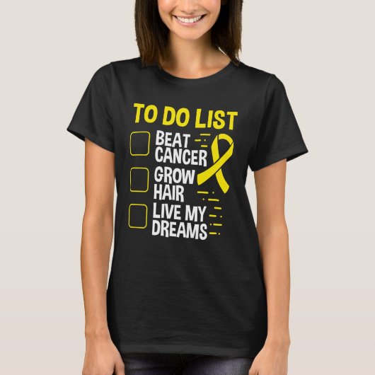 Neuroblastoma Awareness To Do List Yellow Ribbon T-Shirt (Vorderseite)