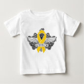 Neuroblastoma Krebs-ÜBERLEBENDER Winged Band Baby T-shirt (Vorderseite)