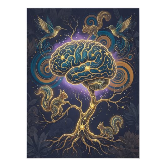 Neurodivergent Brain Tree Poster – Nature Art (Vorne)