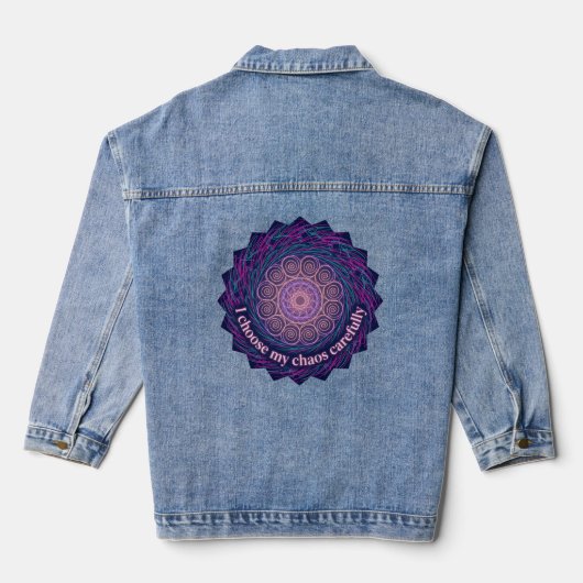 Neurodivergent Chaos Quote Neon Mandala Art Jeansjacke (Rückseite)