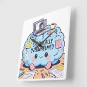 Neurodivergent Chronically Overwhelmed Cute Brain Quadratische Wanduhr (Winkel)