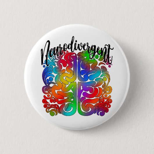 Neurodivergent Rainbow Brain for Autism Acceptance Button (Vorderseite)