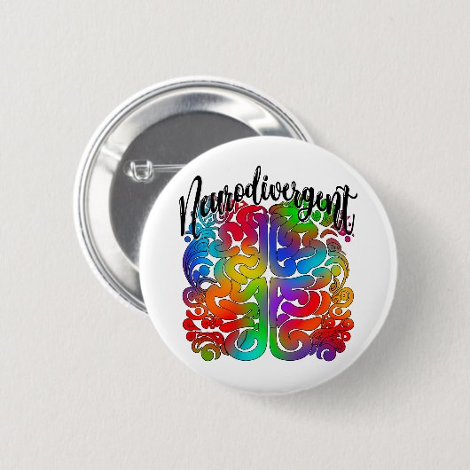 Neurodivergent Rainbow Brain for Autism Acceptance Button (Vorne & Hinten)