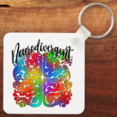 Neurodivergent Rainbow Brain for Autism Acceptance Schlüsselanhänger (Rückseite)
