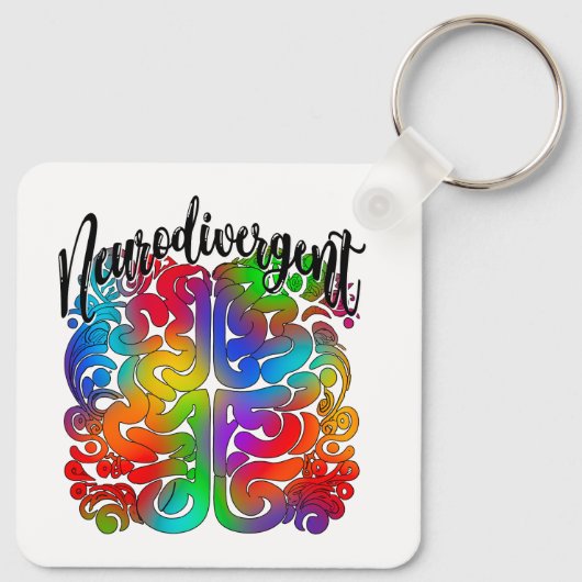 Neurodivergent Rainbow Brain for Autism Acceptance Schlüsselanhänger (Rückseite)