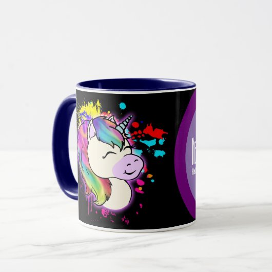 Neurodivergent Rebellenunicorn-Kaffee-Tasse Tasse (Vorderseite Links)