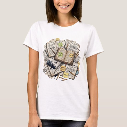 Neurodivergent Retro Vintage Book Ink T-Shirt (Vorderseite)