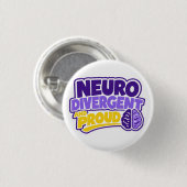 Neurodivergent und Stolz Gehirn Button (Vorne & Hinten)