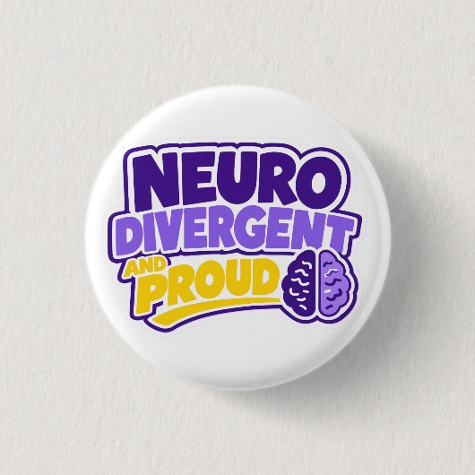 Neurodivergent und Stolz Gehirn Button (Vorderseite)