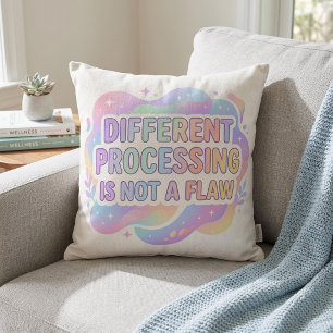 Neurodivergente Bejahung Pastell-Typografie Kissen