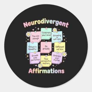 Neurodivergente Bestätigungen Autismus-Bewusstsein Runder Aufkleber