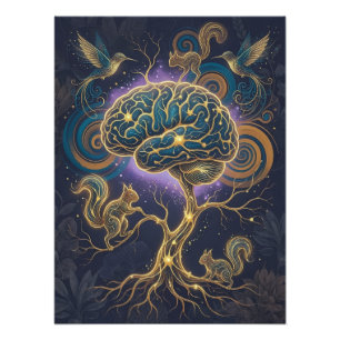 Neurodivergenter Gehirnbaum-Poster – Naturkunst Fotodruck