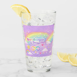Neurodivergenter Stolz Pastell Regenbogen Trinkbec Glas
