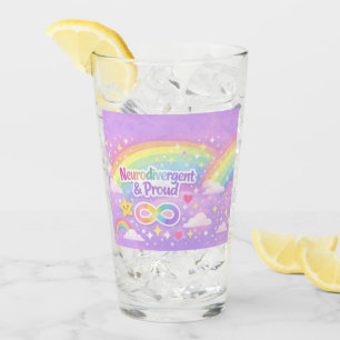 Neurodivergenter Stolz Pastell Regenbogen Trinkbec Glas