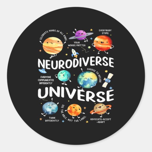Neurodiverse Universe Iep Special Ed Paraprofessio Runder Aufkleber (Vorderseite)