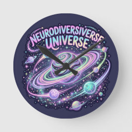 Neurodiverse Universum ADHD Autismus Wohndekoratio Runde Wanduhr